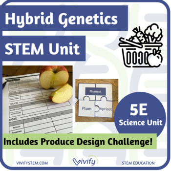 Preview of Genetics STEM Unit: Hybrid Apple Science + Produce Engineering Design (5E Model)