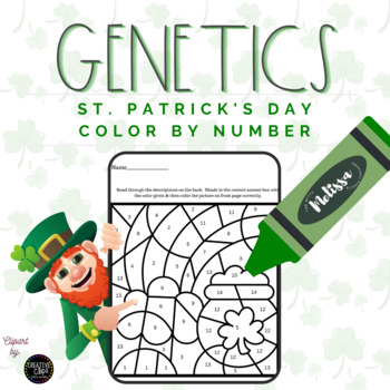 Preview of Genetics St. Patrick's Day Color By Number-Color By Code