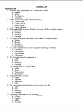 Genetics: Test, Review Questions, and Answer Keys by ...
