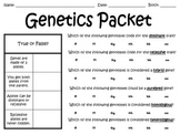 Genetics Unit Packet: Traits, Probability, Punnett Squares