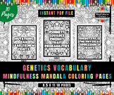 Genetics Vocabulary Mindfulness Relaxing Coloring Pages, No Prep