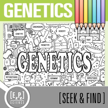 Preview of Genetics Vocabulary Search Activity | Seek and Find Science Doodle