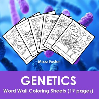 Preview of Genetics Word Wall Coloring Sheets (19 pages)