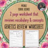 Genetics Vocabulary and Concepts Review Worksheet