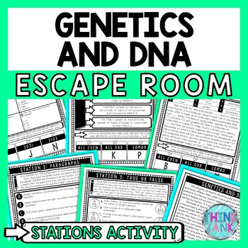Preview of Genetics and DNA Escape Room Stations - Reading Comprehension Activity - Biology