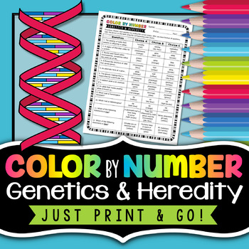 Preview of Genetics and Heredity Color by Number - Science Color By Number