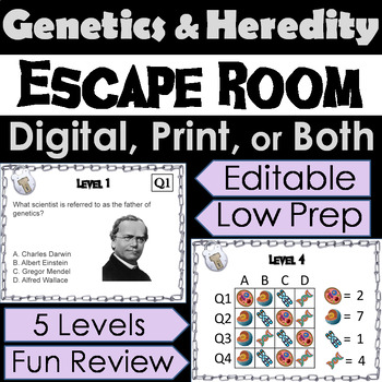 Preview of Genetics & Heredity Activity: Biology Digital Escape Room (with Punnett Squares)