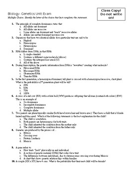 Preview of Genetics and Heredity Unit Exam