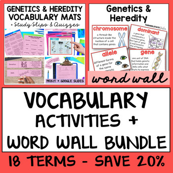 Preview of Genetics and Heredity Vocabulary Definition Activities w Word Wall