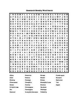 Preview of Genetics and Heredity Word Search