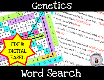 Preview of Genetics and Heredity Word Search | Print and Digital EASEL