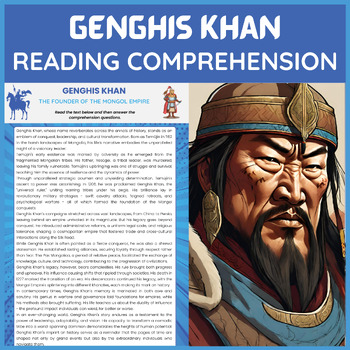 Preview of Genghis Khan Biography Reading Comprehension | World History Mongol Empire