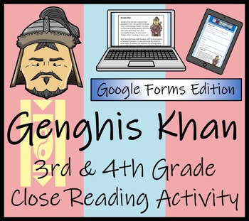 Preview of Genghis Khan Close Reading Activity Digital & Print | 3rd & 4th Grade