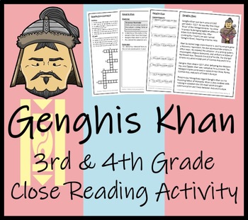 Preview of Genghis Khan Close Reading Comprehension Activity | 3rd Grade & 4th Grade