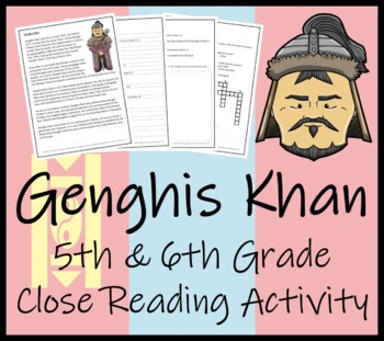 Preview of Genghis Khan Close Reading Comprehension Activity | 5th Grade & 6th Grade