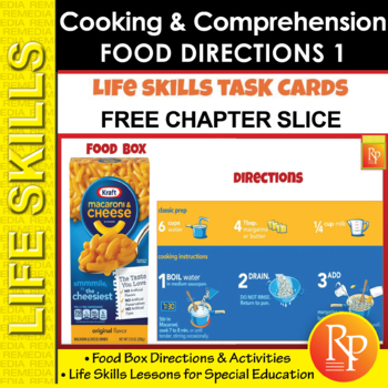 Preview of FREE -Food Directions 1 - Kitchen Cooking Life Skills | Packaged Food Activities