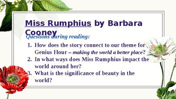 Preview of Genius Hour - Miss Rumphius book talk