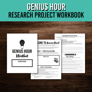 Preview of Genius Hour Project Workbook for Middle School Research | Inquiry Based Learning