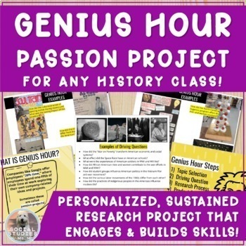 Preview of Genius Hour for History Class! Social Studies Research Skills (Unit or Semester)