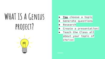 Preview of Genius Project Introduction Google Slide