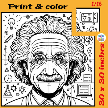 Preview of Genius at Work: Albert Einstein Pi Day Collaborative Coloring Poster Activities