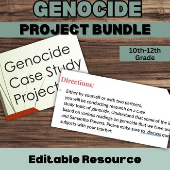 Preview of Genocide Case Study Project Bundle| For 10th,11th, 12th grade | Research Based