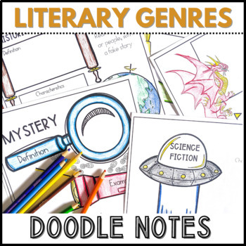 Preview of Genres Activities - Doodle Notes - Book Genres Lesson