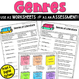 Genre Assessment or Worksheets in Print and Digital for 4t