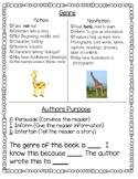 Genre Authors Purpose Student Friendly Reference Sheet Checklist