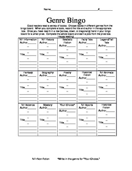 Preview of Genre Bingo