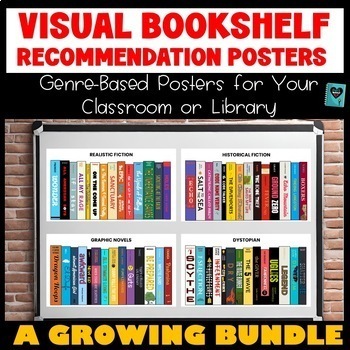 Preview of Genre Book Bookshelf Decoration Wall Poster ELA Classroom Reading Middle School