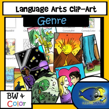 Preview of Genre Clip-Art: 38 pc. Clip-Art Set! BW & Color