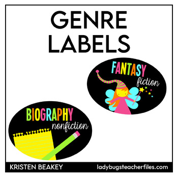 genre library labels consistent colors by ladybugs teacher files