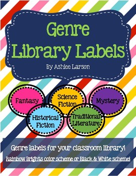 Preview of Genre Library Labels (Rainbow Brights & Black and White Collections)