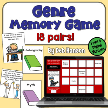 Preview of Genre Memory Game in Print and Digital Easel