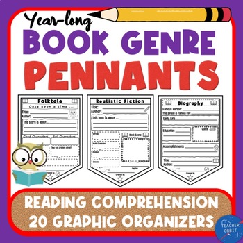Preview of Genre Pennants | Reading Comprehension Writing Graphic Organizers Book Review