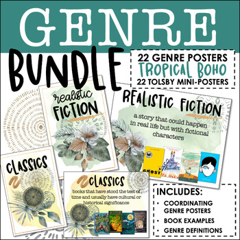 Preview of Genre Poster Bundle: 44+ Tropical Boho Plant Themed Posters & Minis (EDITABLE)