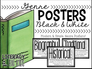 Preview of Genre Posters Black & White, Editable