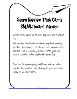 Preview of Genre Review Task Cards - SMARTboard Version