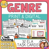 Reading Genre Task Cards | Print &  Google Apps & Self-Checking Easel | Reading