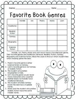 genre themed logic puzzles grades 3 4 5 critical thinking tpt