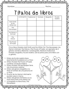 genre themed logic puzzles grades 3 4 5 critical thinking tpt