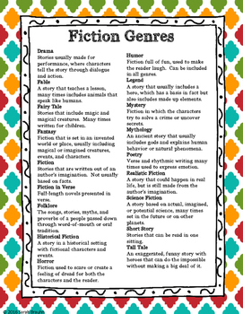 genre labels reference sheets and activities by the word