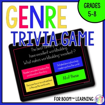 Preview of Genre Trivia Game BOOM Cards - Middle School Library - Interactive Games