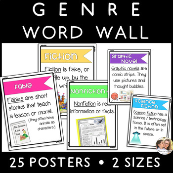 Preview of Genre Word Wall Reading Genre Posters ELA Bulletin Board Anchor Charts 
