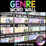 Genre Word Wall: Reading Genres Posters, Classroom Decor Word Wall Cards