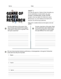Genre of Dance Research Worksheet