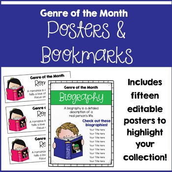 Preview of Genre of the Month Editable Posters and Bookmarks