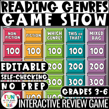 Preview of Genres Game Show | ELA Test Prep Reading Review Game | Digital