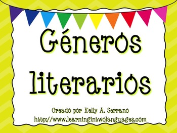 Preview of Genres Posters in Spanish PLUS PPT / Géneros de literatura y PPT